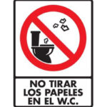 Señal Modelo 072 No Tirar Papel En Wc 30X40 Normal Estireno