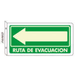 Señal Ruta De Evacuación Mod. 300 20X40 Estireno Fotoluminiscente Bandera,Doble Vista