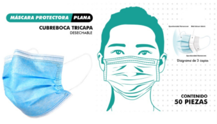 Cubre Boca Tricapa Plisado Disp C/50 Pzas - Image 2