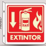 Señal Modelo 297 Extintor Con Flama 25X25 Uv Estireno Foto.