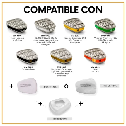 Respirador de Media Cara Facial 6200 - Image 3