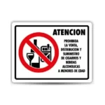 Prohibida la Venta de Alcohol y Cigarrillos a Menores de Edad 30x40, Estireno Foto, Mod. 094