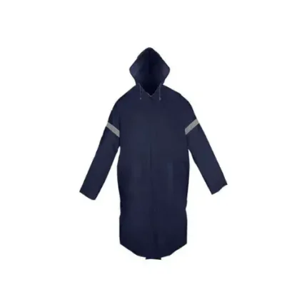 Impermeable Tipo Gabadina Azul Con Reflejante.